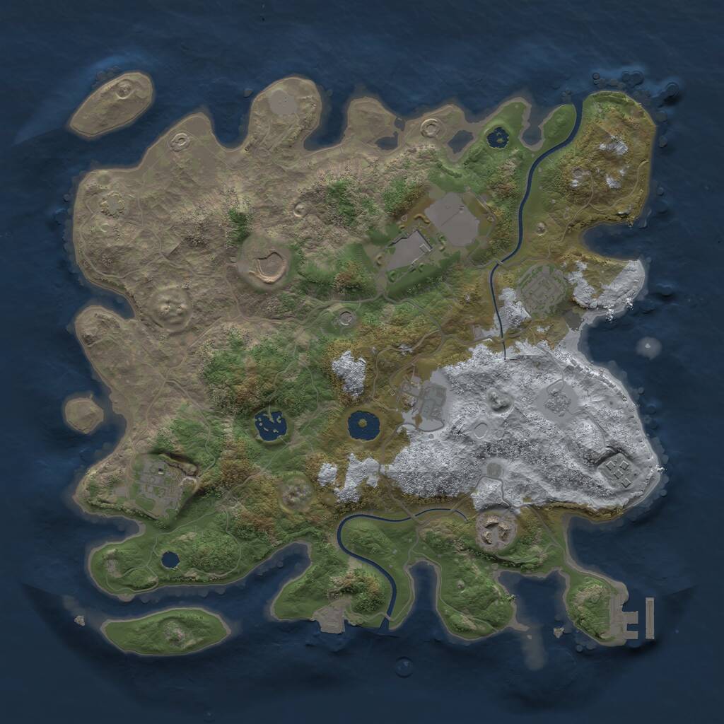 Rust Map: Procedural Map, Size: 3500, Seed: 698619825, 13 Monuments