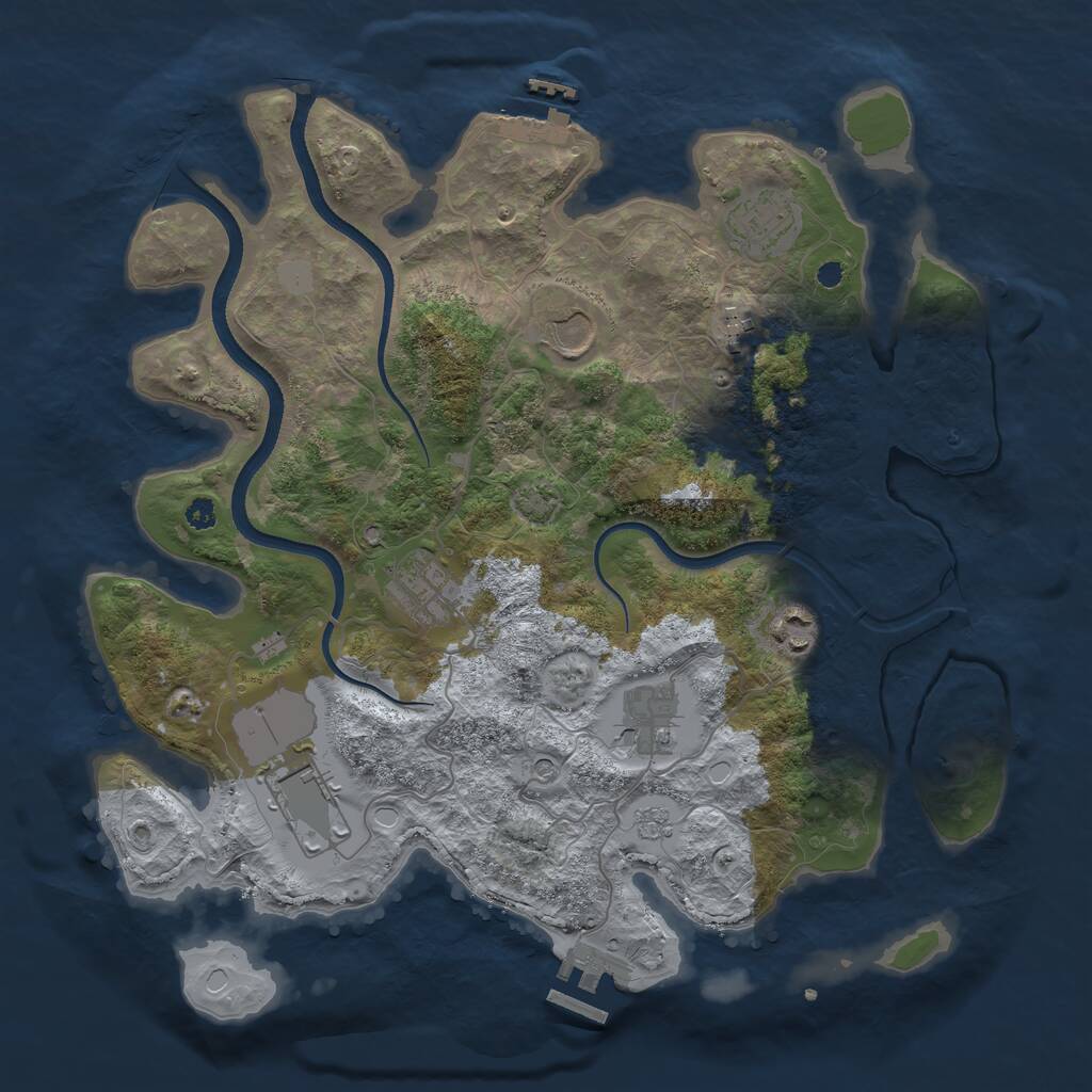 Rust Map: Procedural Map, Size: 3500, Seed: 1211074282, 13 Monuments