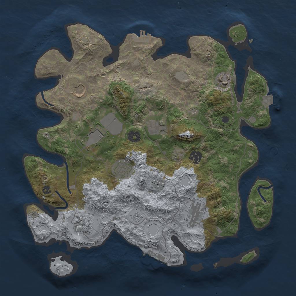 Rust Map: Procedural Map, Size: 3500, Seed: 1211074282, 17 Monuments