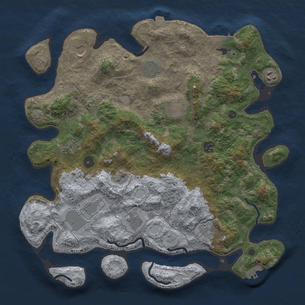 Rust Map: Procedural Map, Size: 4000, Seed: 498127506, 18 Monuments