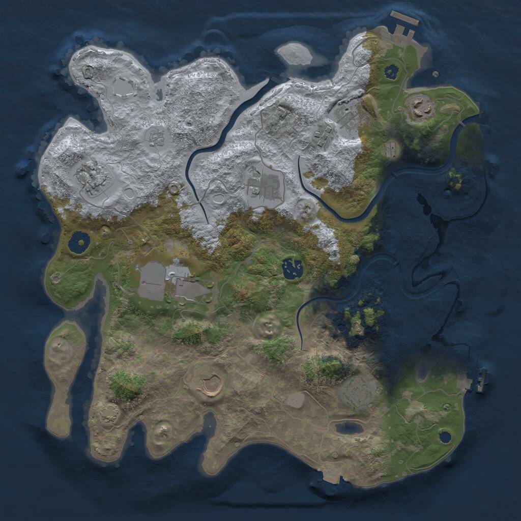 Rust Map: Procedural Map, Size: 3600, Seed: 1077272856, 15 Monuments
