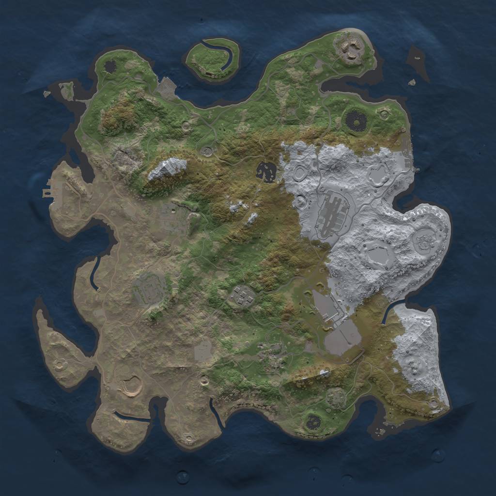 Rust Map: Procedural Map, Size: 3500, Seed: 385325362, 17 Monuments
