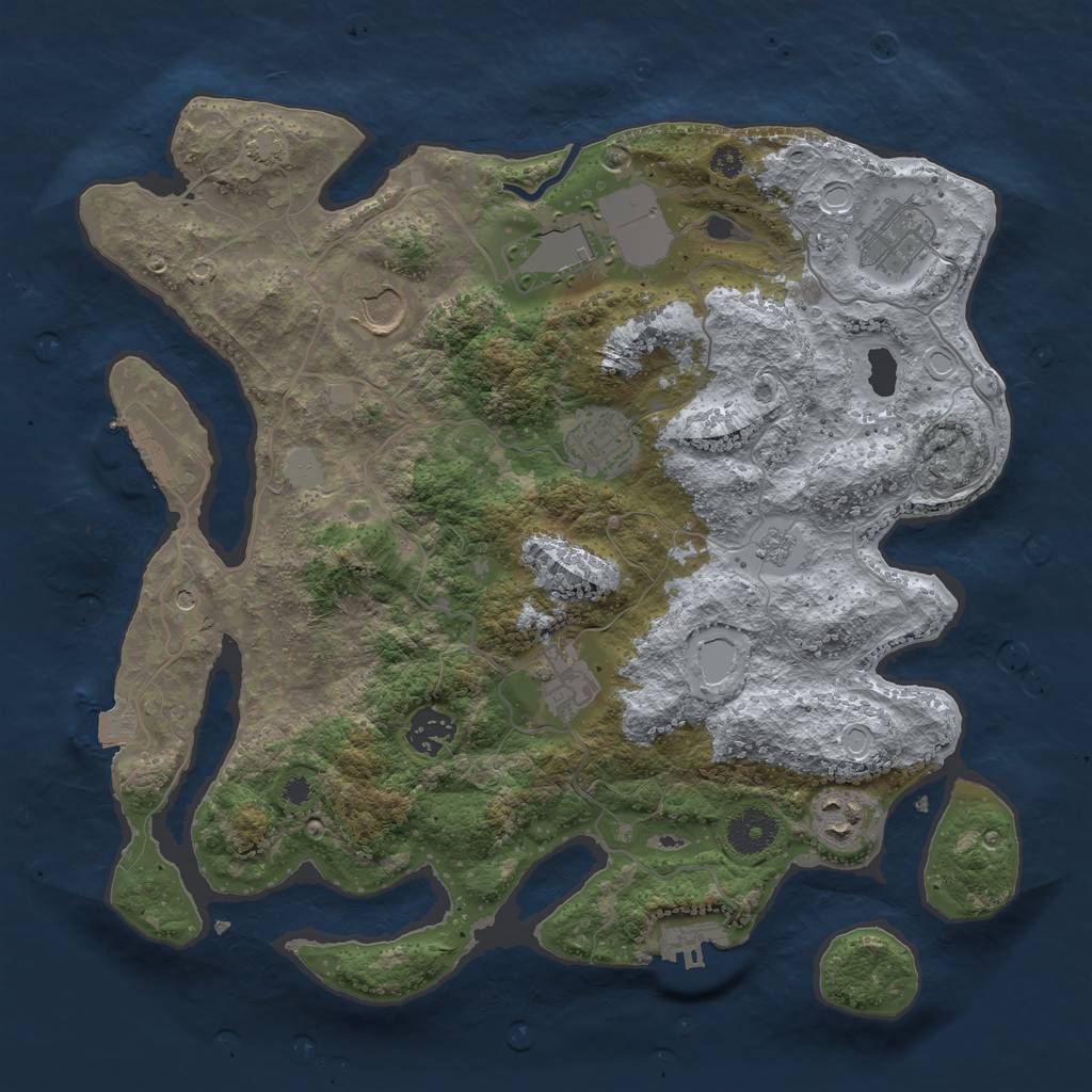 Rust Map: Procedural Map, Size: 3500, Seed: 1136087269, 15 Monuments