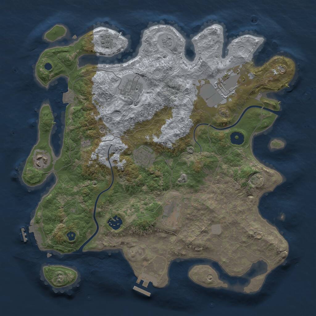 Rust Map: Procedural Map, Size: 3500, Seed: 1088552208, 13 Monuments
