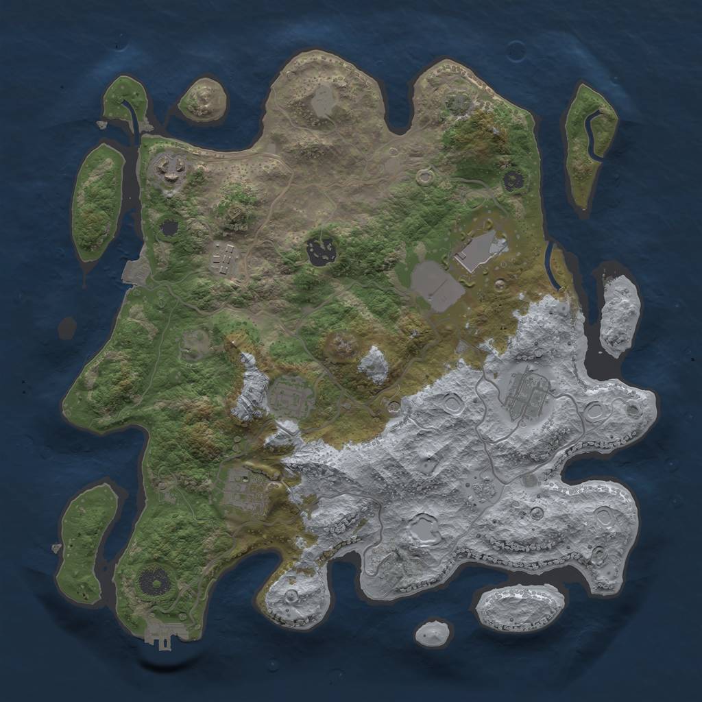 Rust Map: Procedural Map, Size: 3500, Seed: 499379187, 14 Monuments