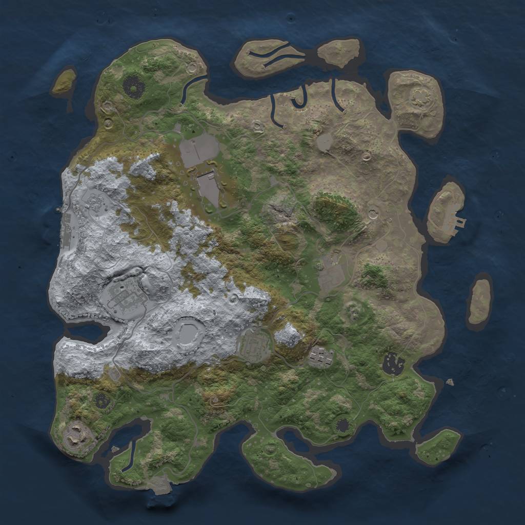 Rust Map: Procedural Map, Size: 3500, Seed: 1363139279, 15 Monuments