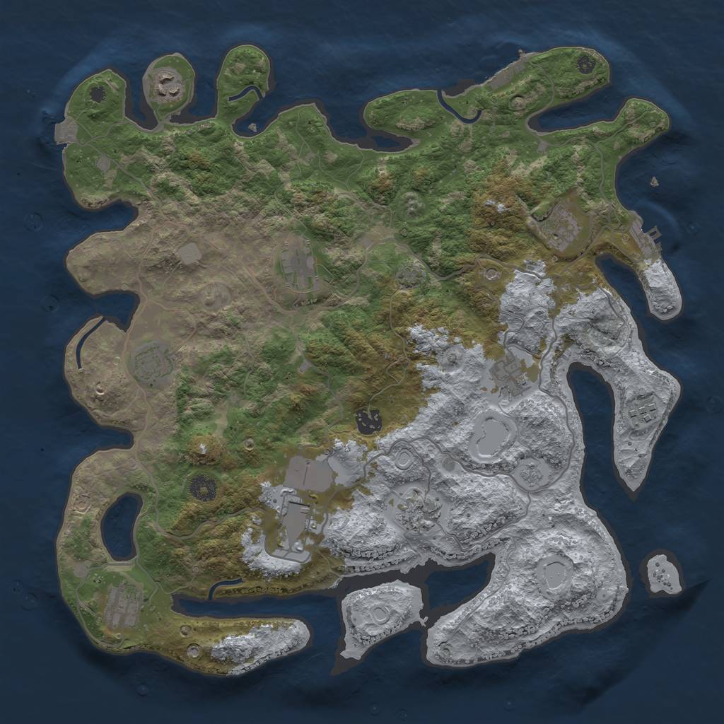 Rust Map: Procedural Map, Size: 4000, Seed: 6123515, 18 Monuments