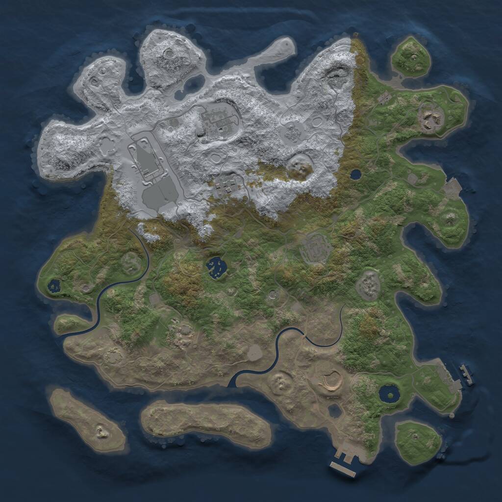 Rust Map: Procedural Map, Size: 3750, Seed: 1879010679, 14 Monuments
