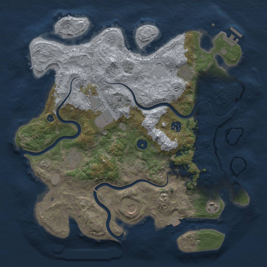 Rust Map: Procedural Map, Size: 3800, Seed: 345654, 12 Monuments
