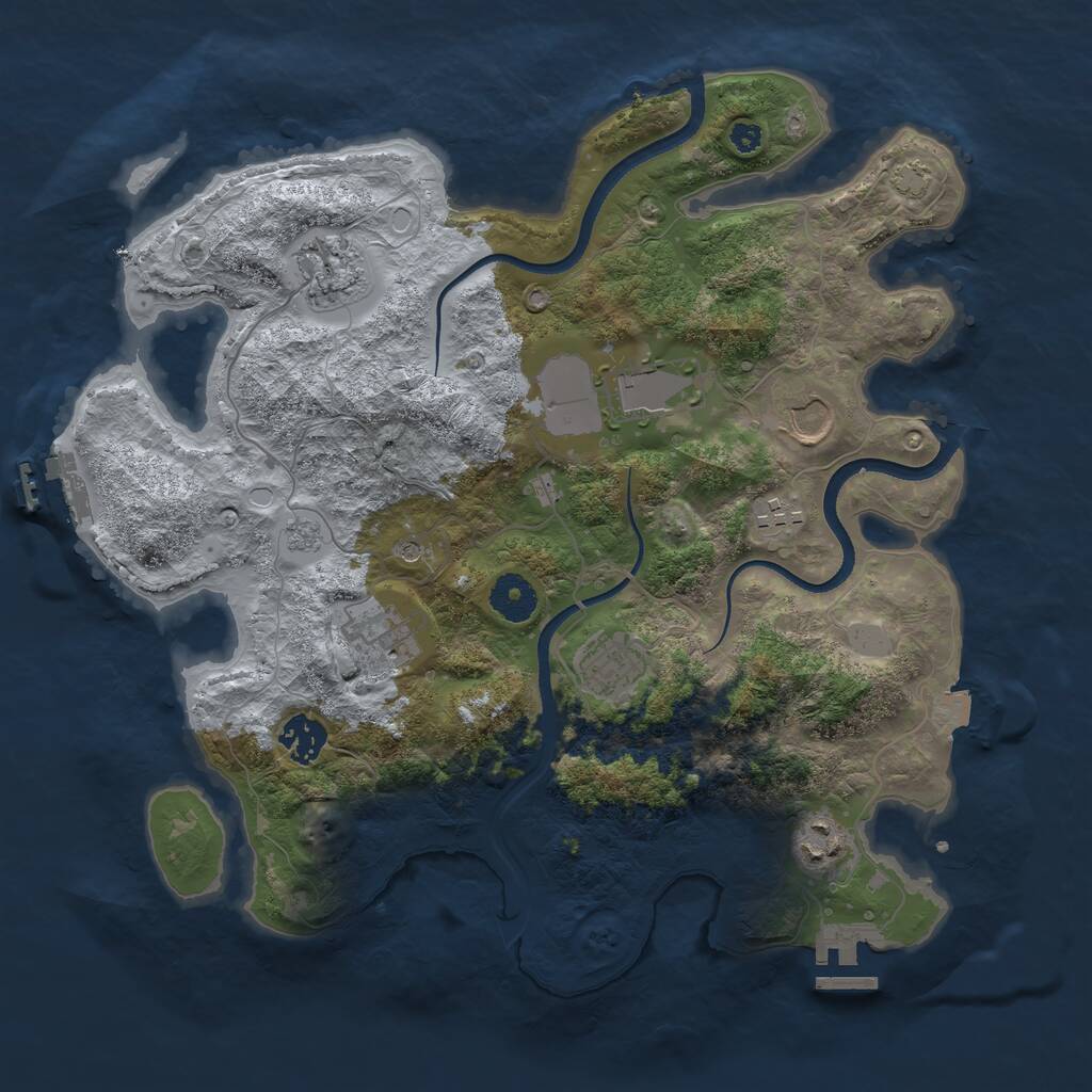 Rust Map: Procedural Map, Size: 3550, Seed: 25561449, 14 Monuments