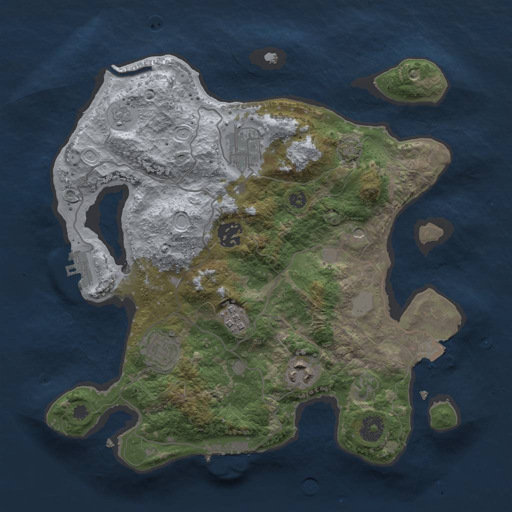 Rust Map: Procedural Map, Size: 3000, Seed: 2116081902, 13 Monuments