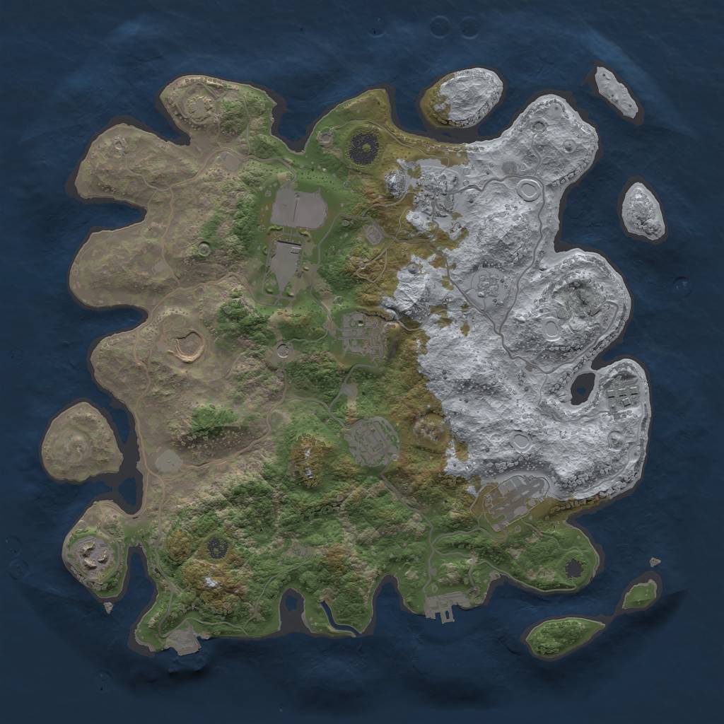 Rust Map: Procedural Map, Size: 3500, Seed: 1087778153, 15 Monuments