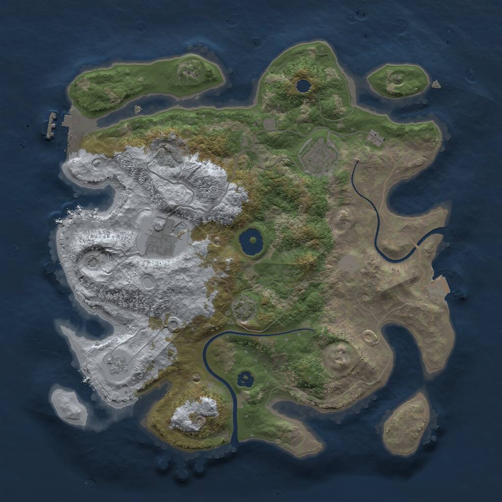 Rust Map: Procedural Map, Size: 3000, Seed: 846794549, 7 Monuments