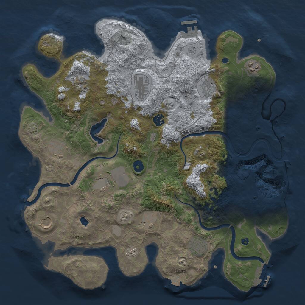 Rust Map: Procedural Map, Size: 4000, Seed: 725228, 17 Monuments