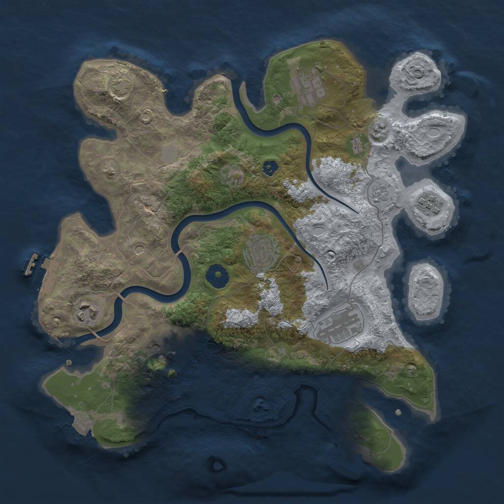 Rust Map: Procedural Map, Size: 3300, Seed: 63257388, 12 Monuments
