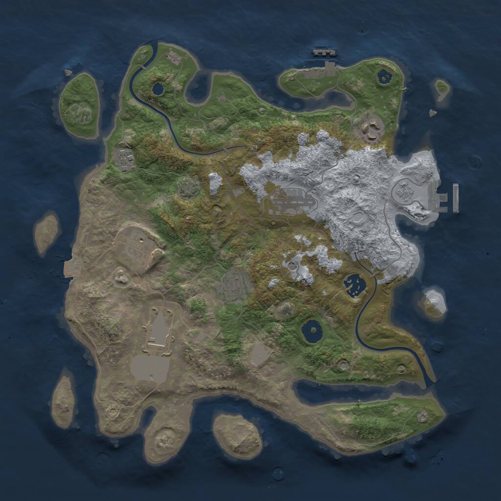 Rust Map: Procedural Map, Size: 3500, Seed: 27937750, 13 Monuments