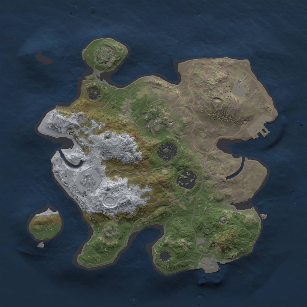Rust Map: Procedural Map, Size: 2400, Seed: 1246127378, 8 Monuments