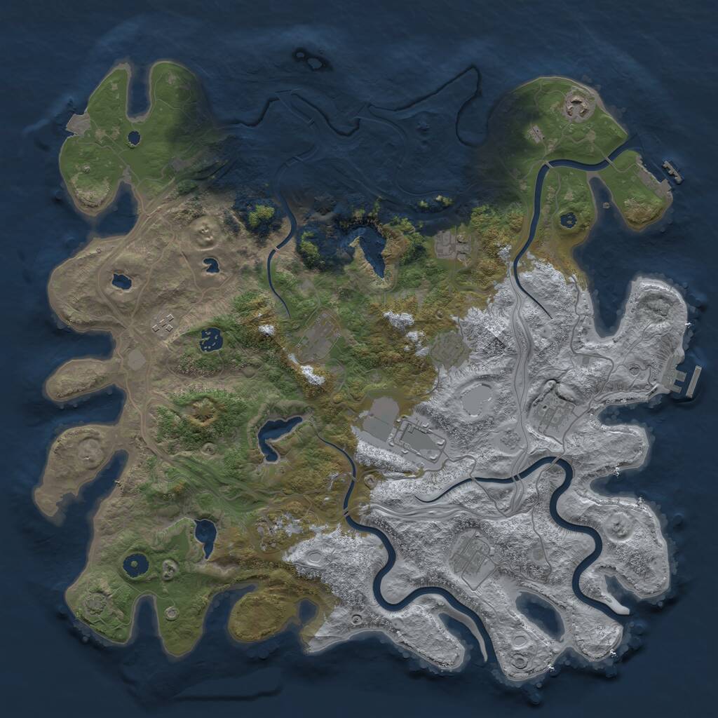 Rust Map: Procedural Map, Size: 4500, Seed: 906006431, 16 Monuments