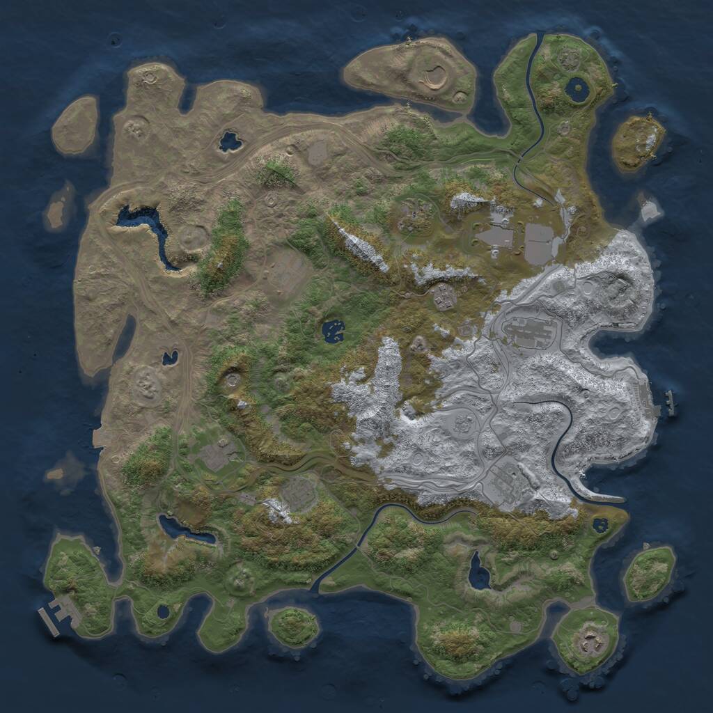 Rust Map: Procedural Map, Size: 4500, Seed: 1433618840, 17 Monuments
