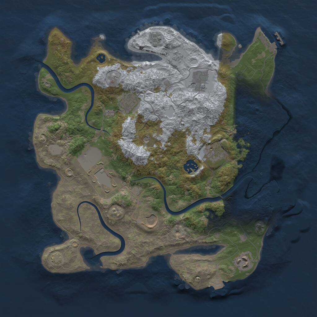 Rust Map: Procedural Map, Size: 3500, Seed: 42682417, 14 Monuments