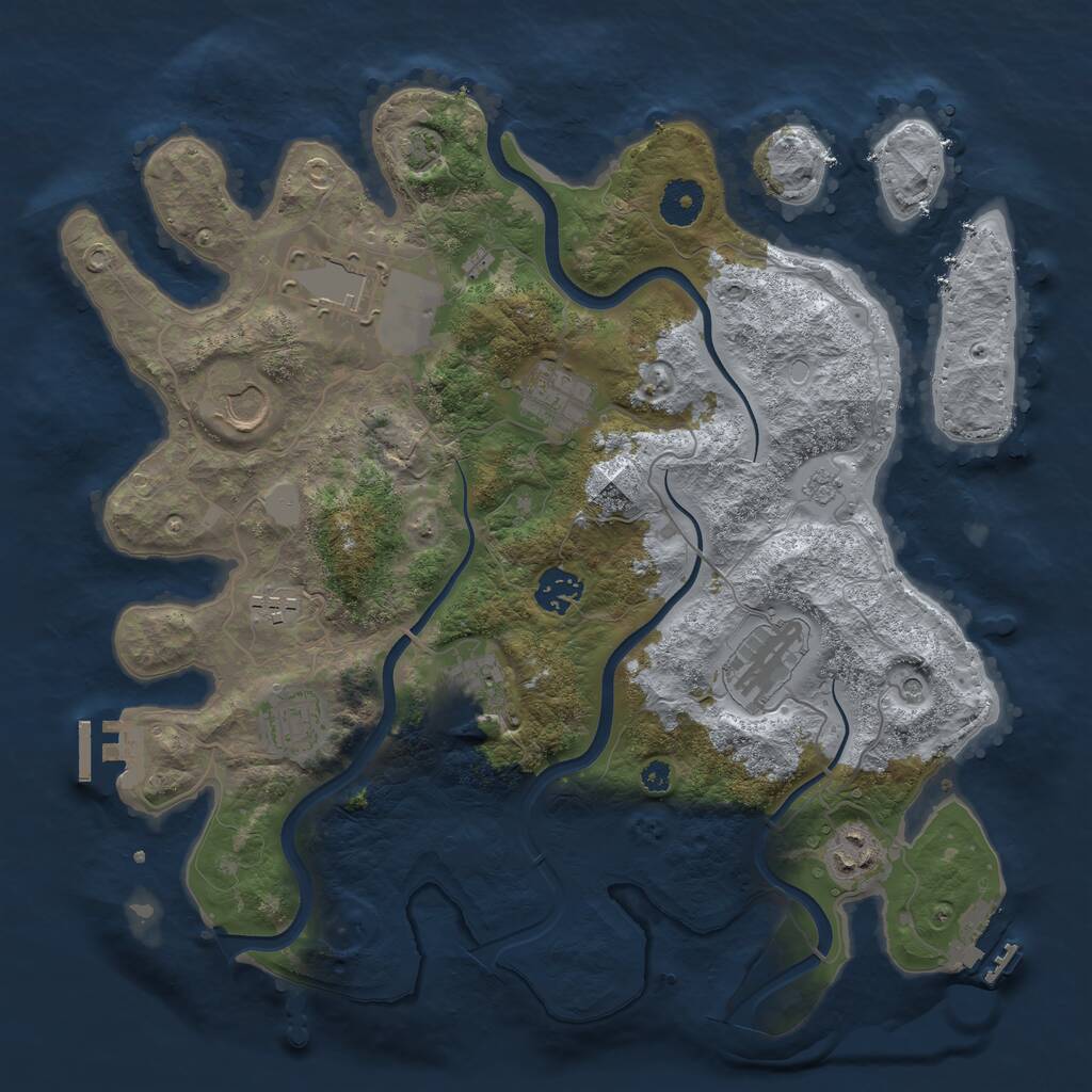 Rust Map: Procedural Map, Size: 3600, Seed: 51541, 15 Monuments