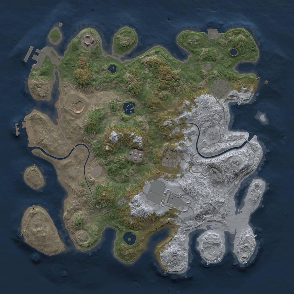 Rust Map: Procedural Map, Size: 3500, Seed: 547637, 12 Monuments