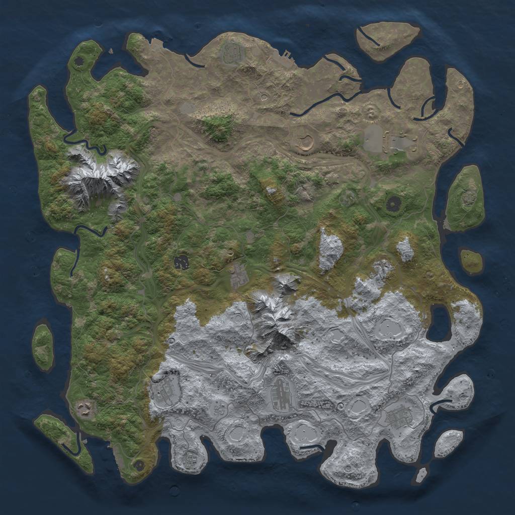 Rust Map: Procedural Map, Size: 5000, Seed: 56568987, 19 Monuments