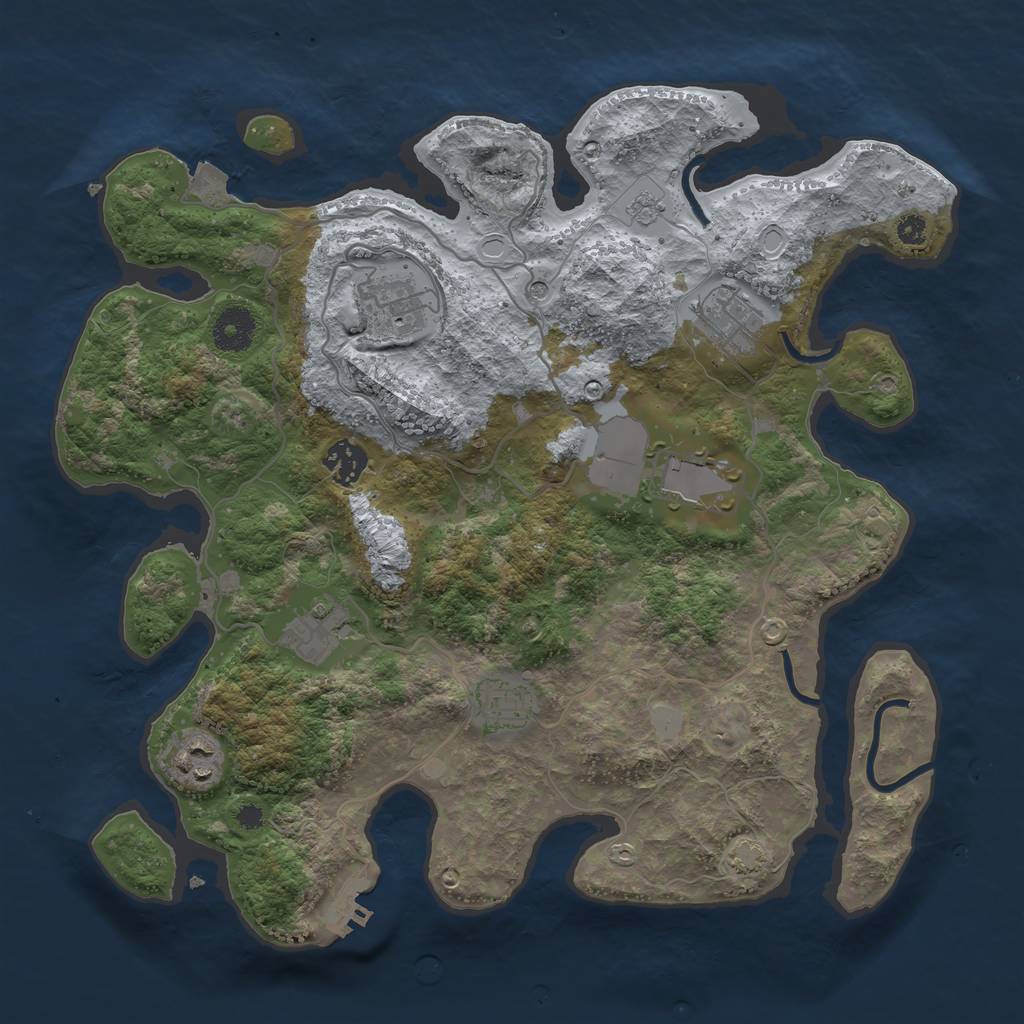 Rust Map: Procedural Map, Size: 3535, Seed: 1, 14 Monuments
