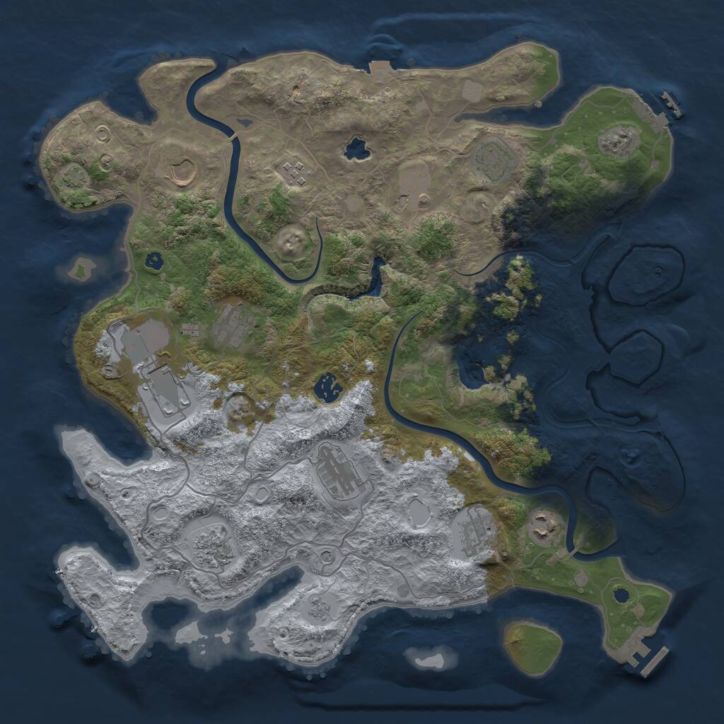 Rust Map: Procedural Map, Size: 4000, Seed: 1197079981, 17 Monuments