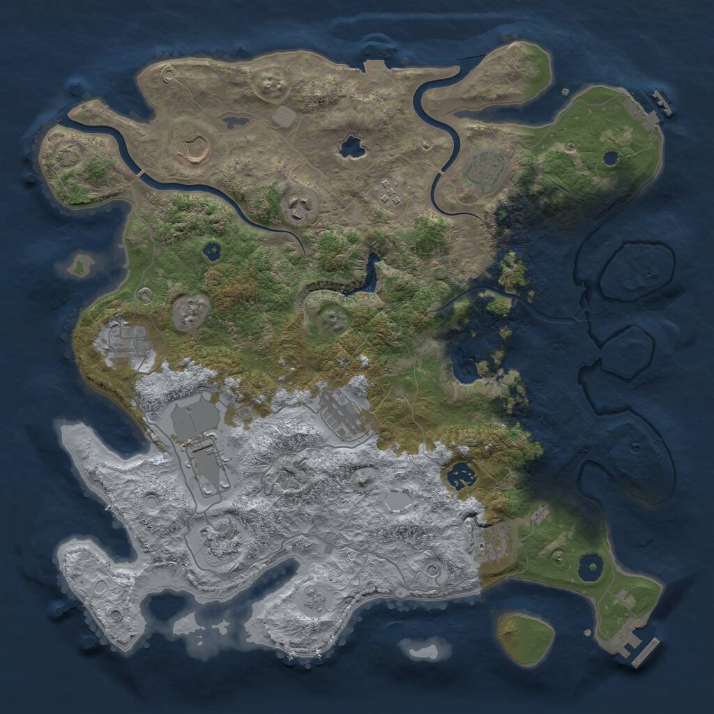 Rust Map: Procedural Map, Size: 4000, Seed: 1197079981, 16 Monuments