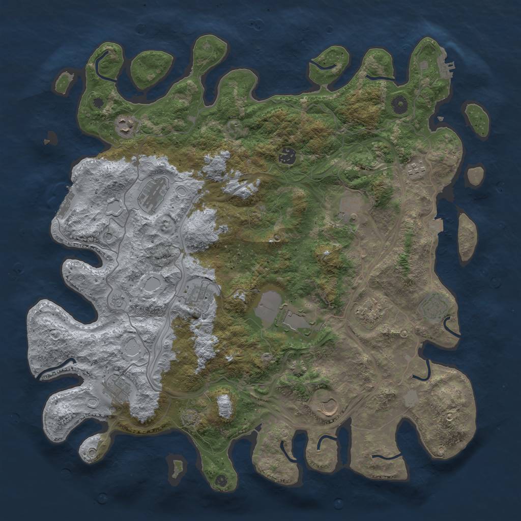 Rust Map: Procedural Map, Size: 4500, Seed: 1448788457, 19 Monuments