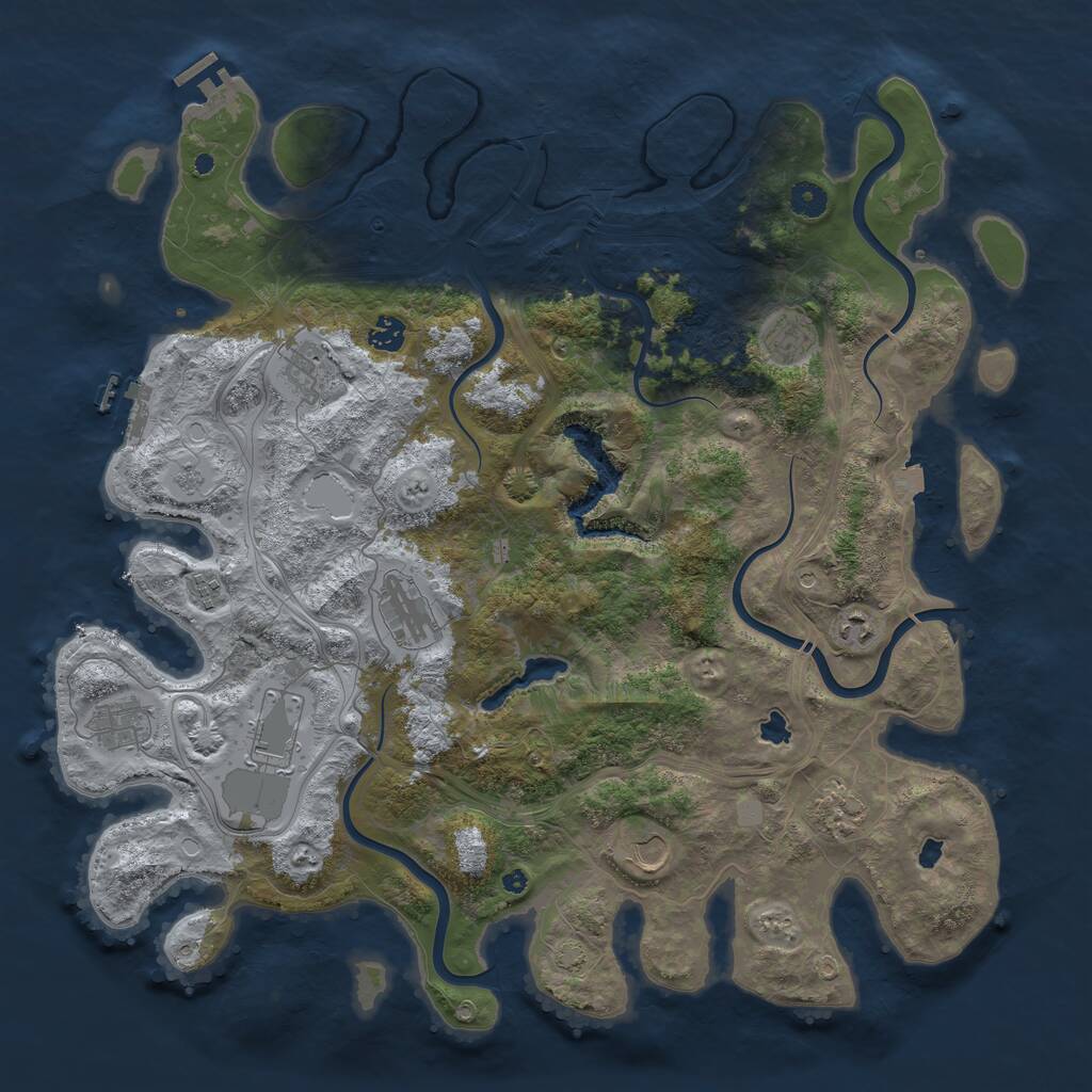 Rust Map: Procedural Map, Size: 4500, Seed: 1448788457, 16 Monuments