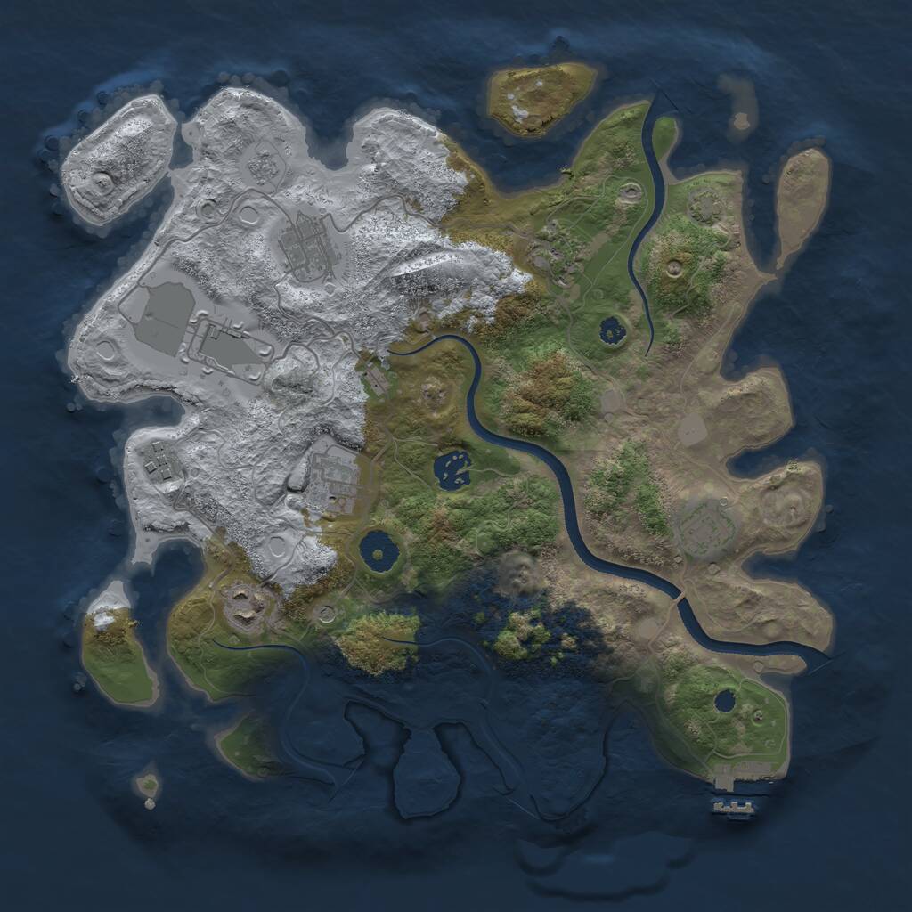Rust Map: Procedural Map, Size: 3500, Seed: 1452129943, 13 Monuments
