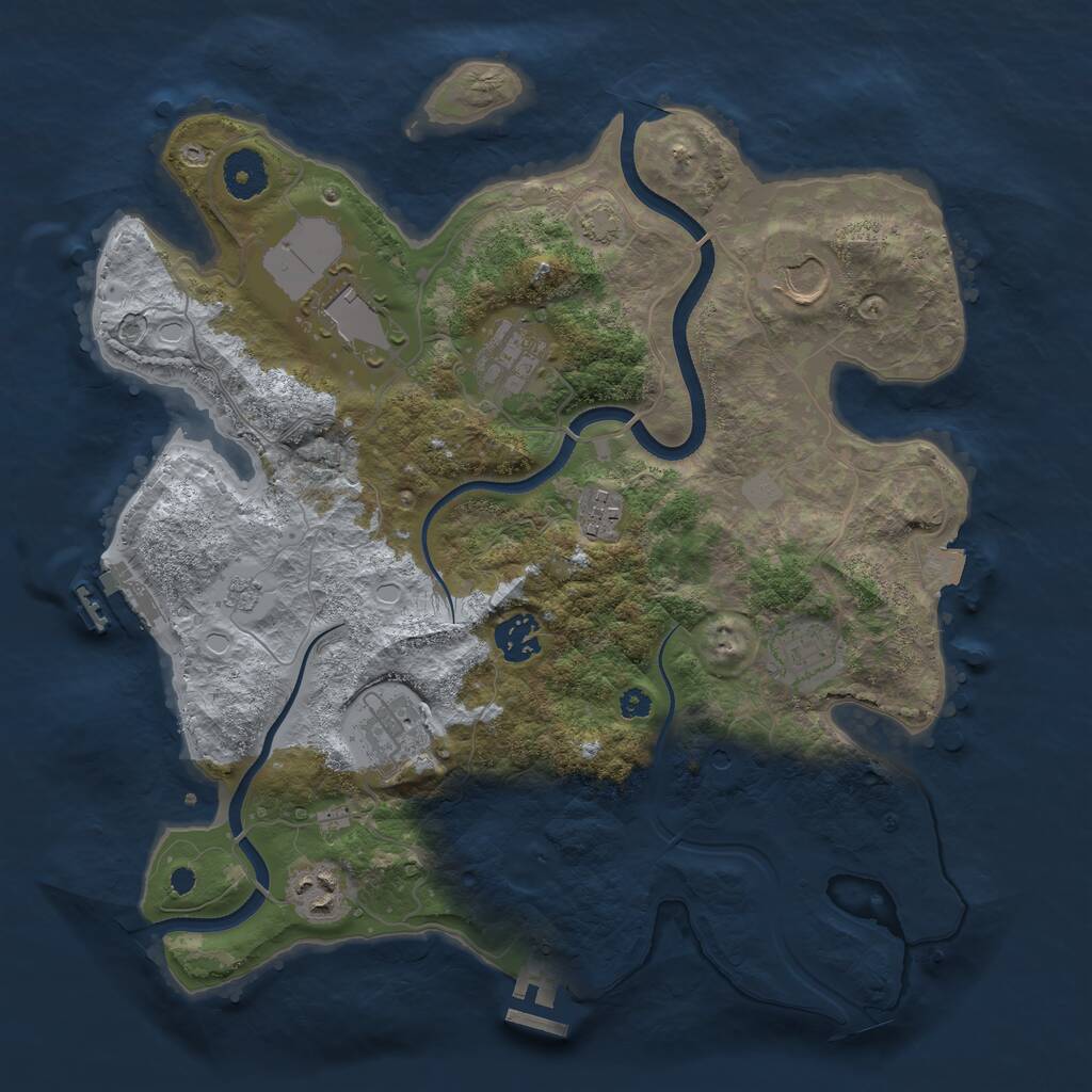 Rust Map: Procedural Map, Size: 3500, Seed: 1413230696, 14 Monuments