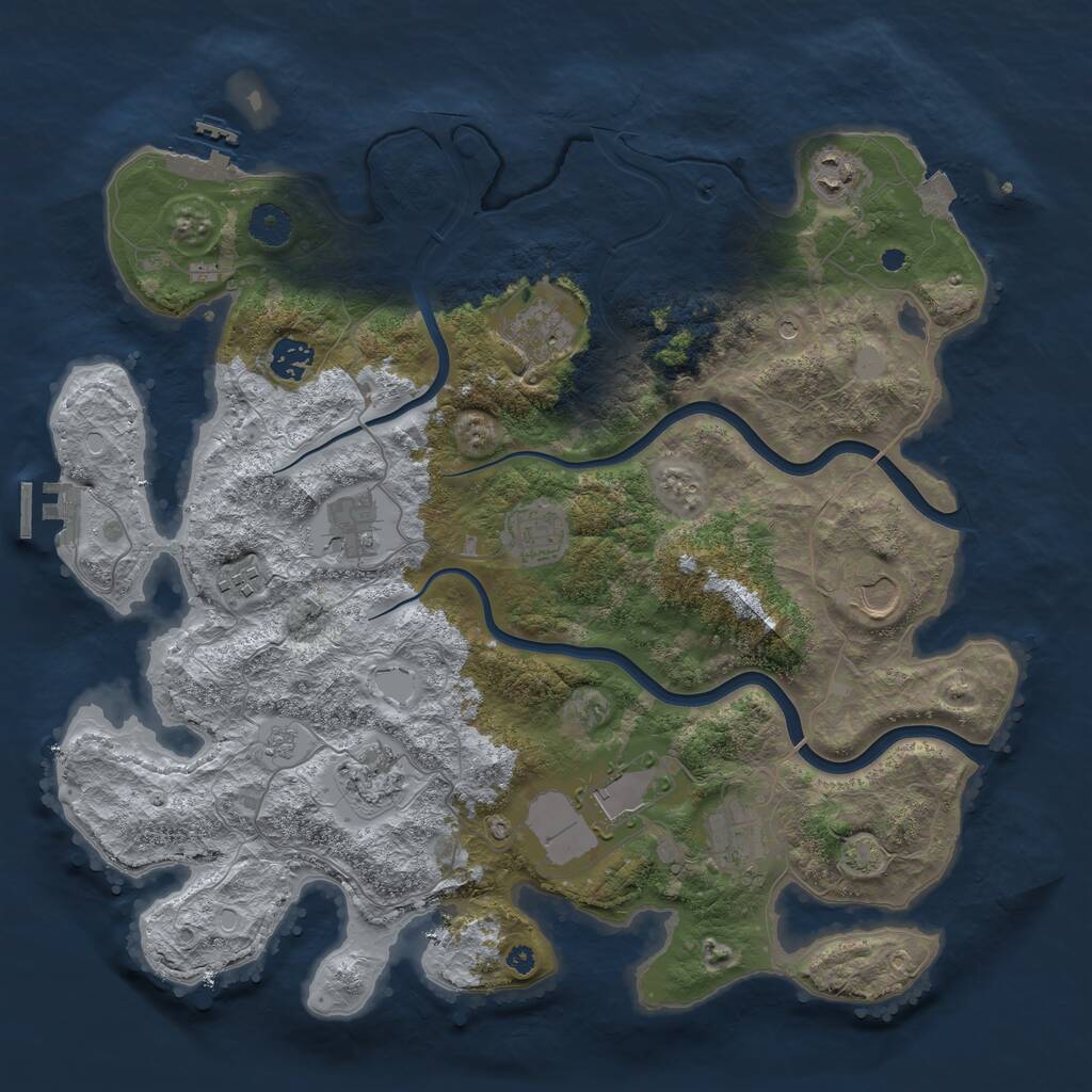 Rust Map: Procedural Map, Size: 3900, Seed: 36437914, 16 Monuments