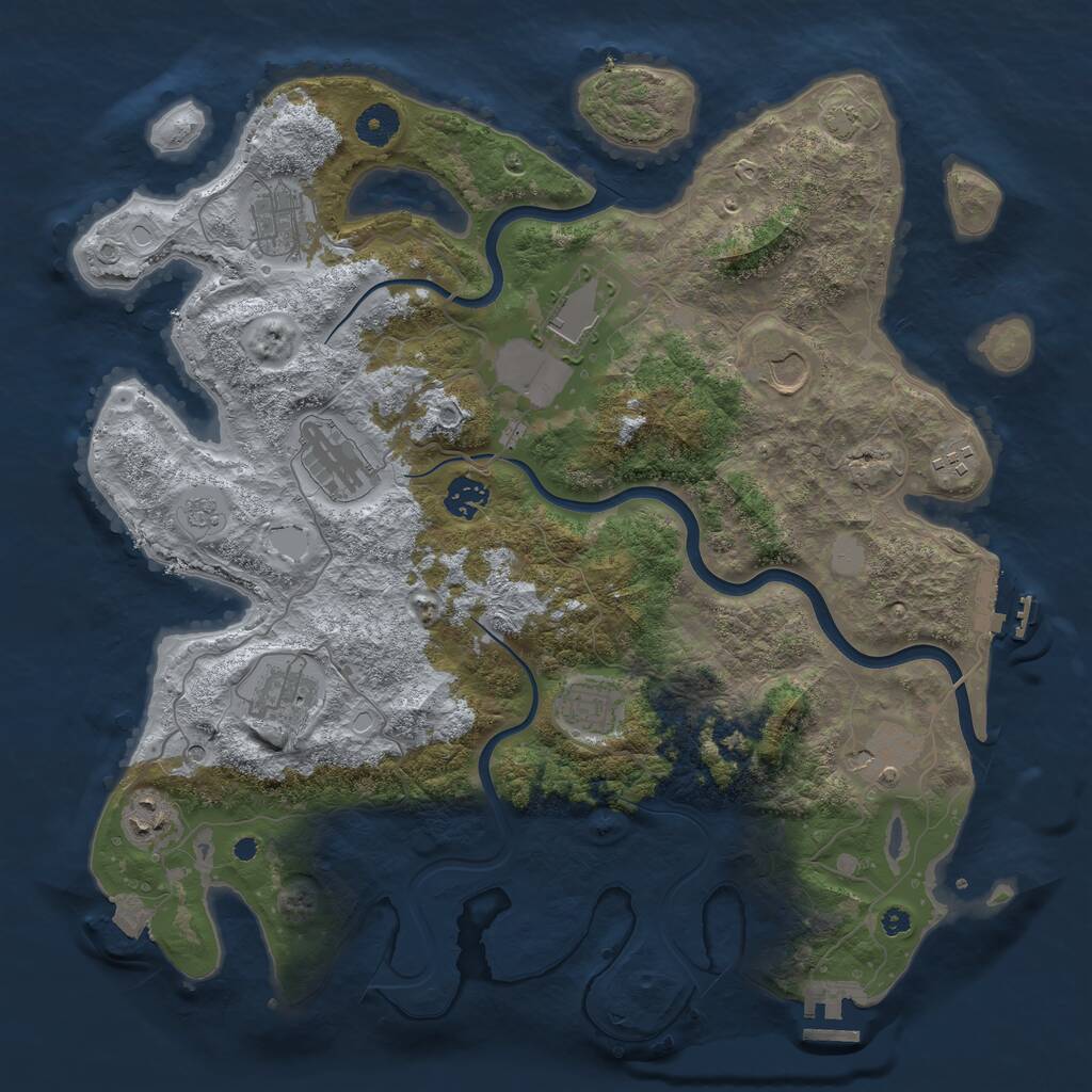 Rust Map: Procedural Map, Size: 3900, Seed: 42299052, 16 Monuments