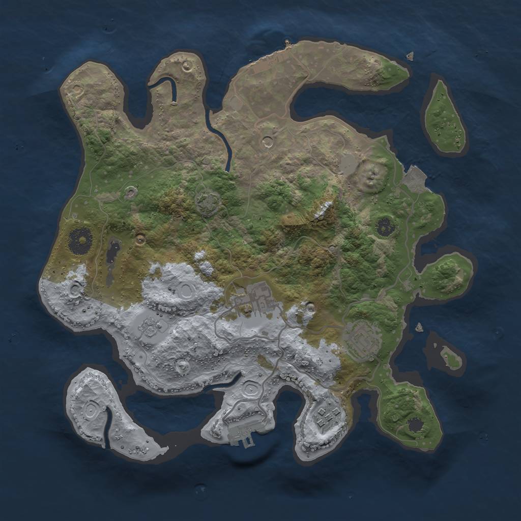 Rust Map: Procedural Map, Size: 3000, Seed: 720038845, 11 Monuments