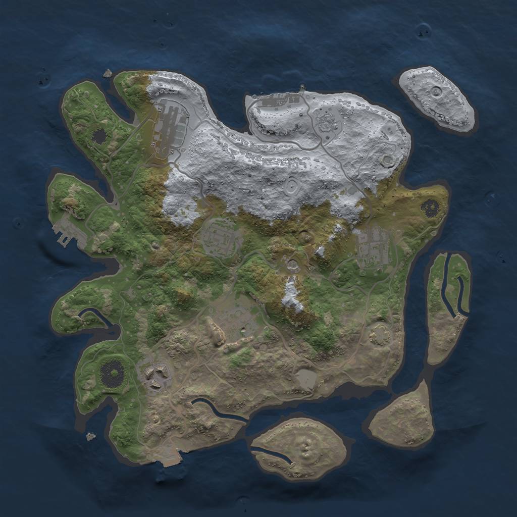 Rust Map: Procedural Map, Size: 3000, Seed: 767667, 13 Monuments