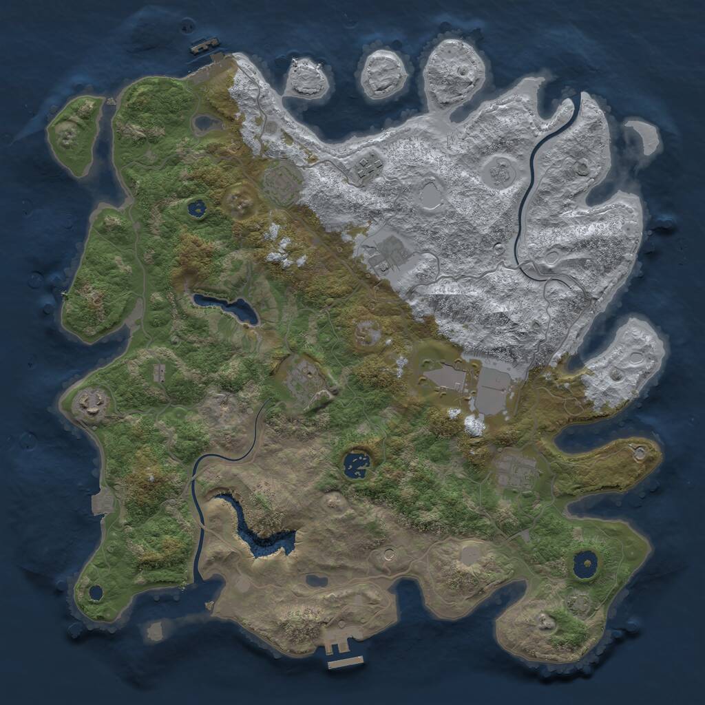 Rust Map: Procedural Map, Size: 4000, Seed: 546964864, 14 Monuments