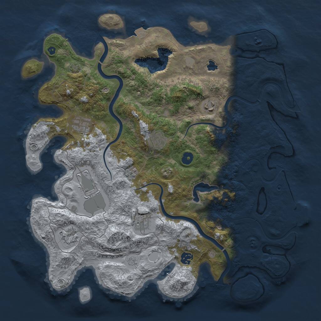 Rust Map: Procedural Map, Size: 4000, Seed: 832748725, 13 Monuments