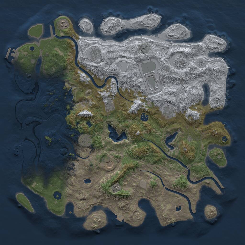 Rust Map: Procedural Map, Size: 4500, Seed: 4534, 16 Monuments
