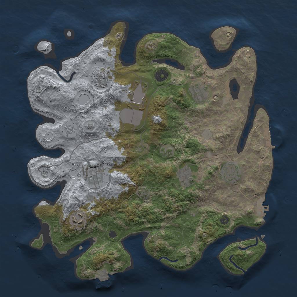 Rust Map: Procedural Map, Size: 3500, Seed: 791544598, 15 Monuments