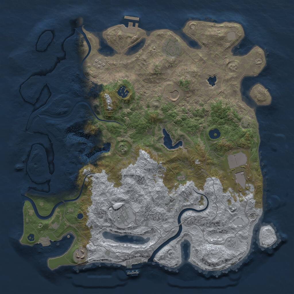 Rust Map: Procedural Map, Size: 4000, Seed: 1709007698, 13 Monuments