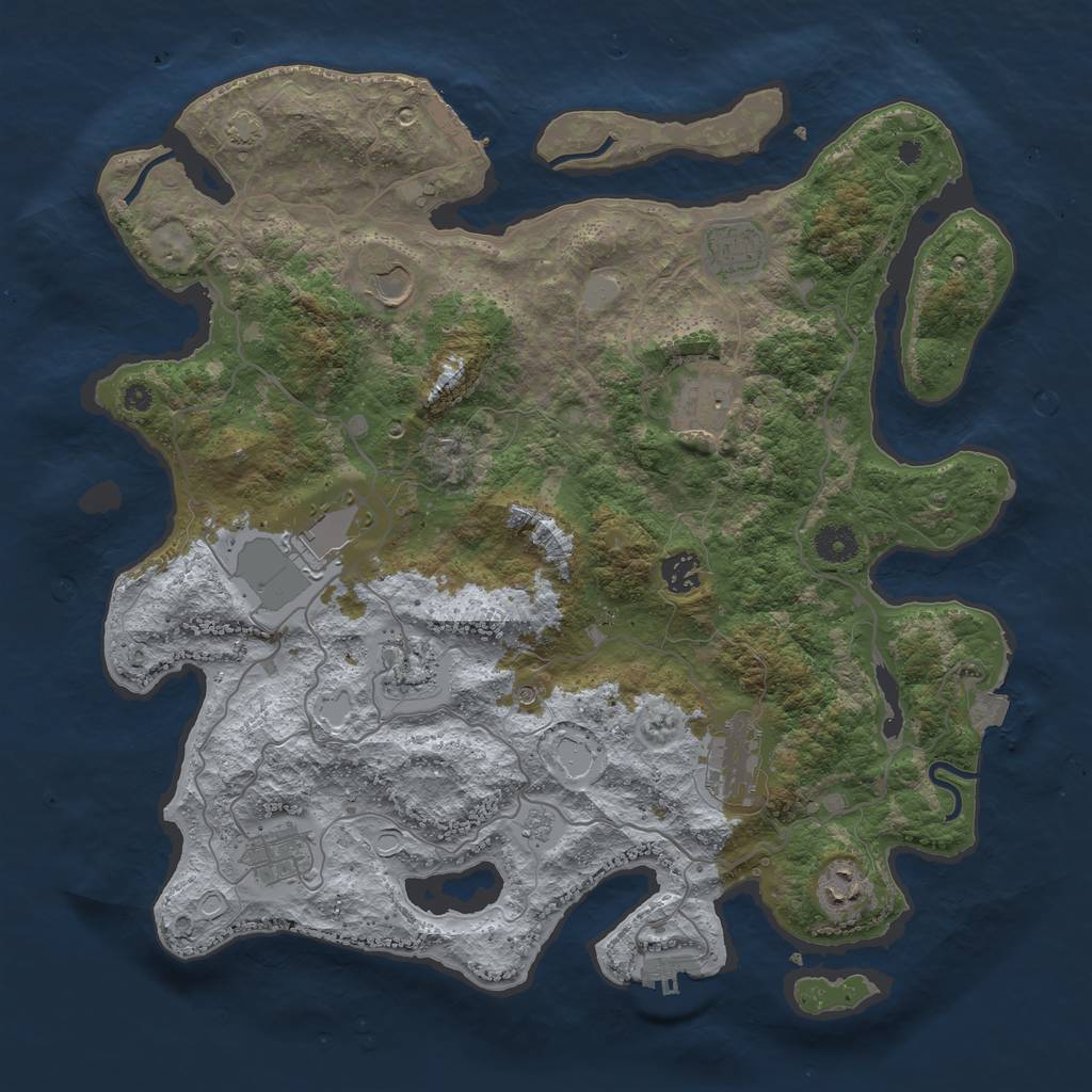 Rust Map: Procedural Map, Size: 4000, Seed: 543498881, 17 Monuments
