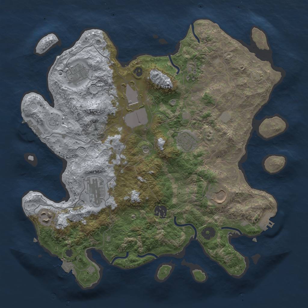 Rust Map: Procedural Map, Size: 3500, Seed: 1760332064, 16 Monuments