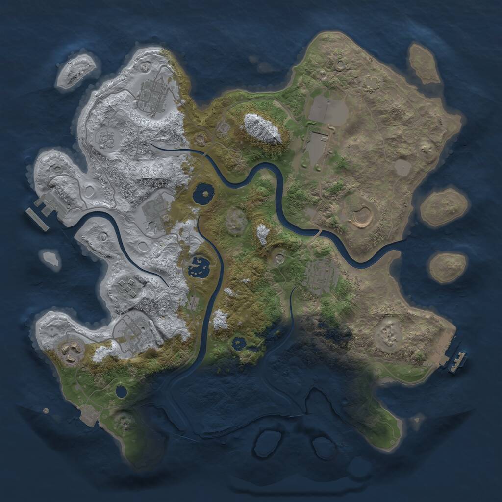 Rust Map: Procedural Map, Size: 3500, Seed: 1760332064, 15 Monuments