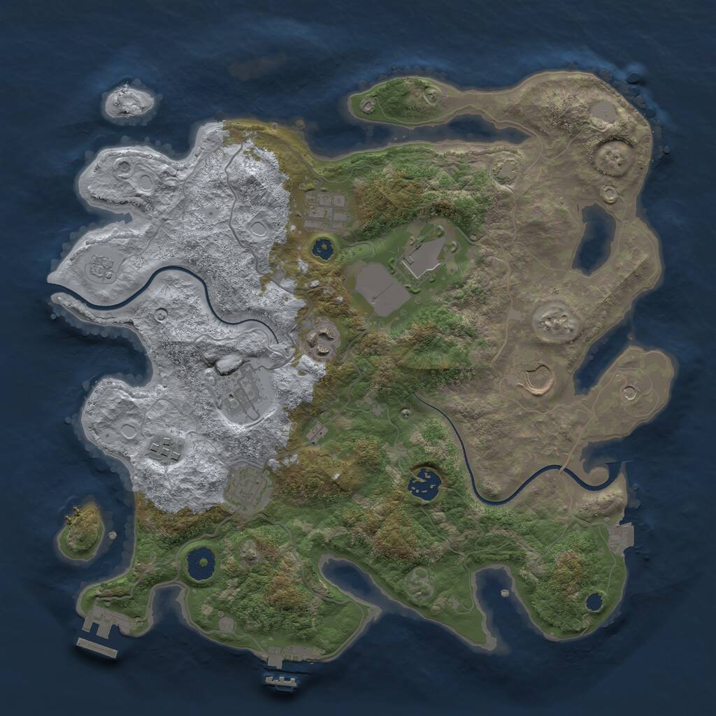 Rust Map: Procedural Map, Size: 3500, Seed: 1188945132, 14 Monuments