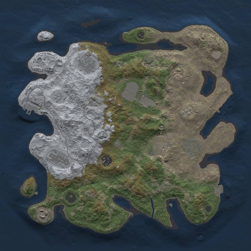 Rust Map: Procedural Map, Size: 3500, Seed: 1188945132, 17 Monuments