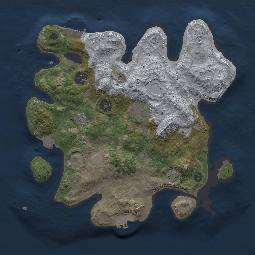 Rust Map: Procedural Map, Size: 3000, Seed: 757415533, 11 Monuments