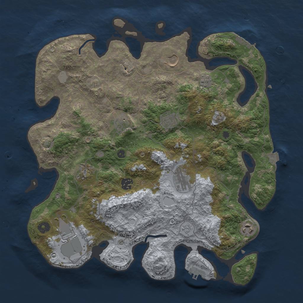 Rust Map: Procedural Map, Size: 3800, Seed: 47344479, 17 Monuments
